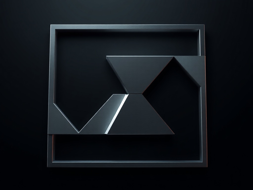 Abstract geometric design inspired by character joint pivots, metallic finish, on a dark background, 8k, photorealistic